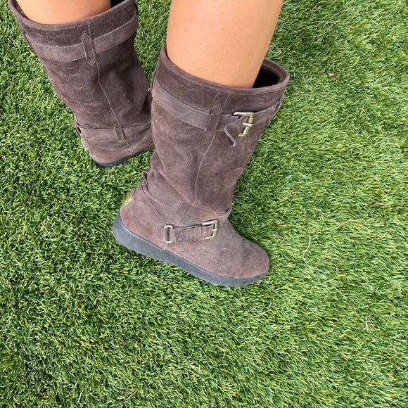 COACH Brown Gold Buckle Moto Vintage Boot - Picture 4 of 8